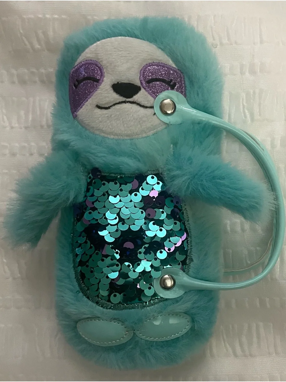 Teal Sequin Sloth Plush Bag